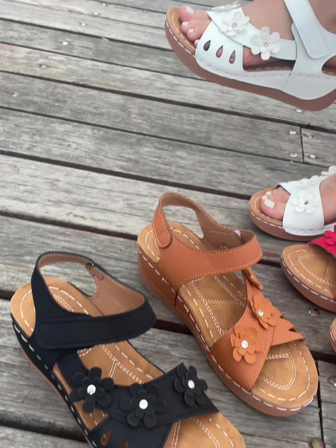 Soleva | Floral Wedge Sandals