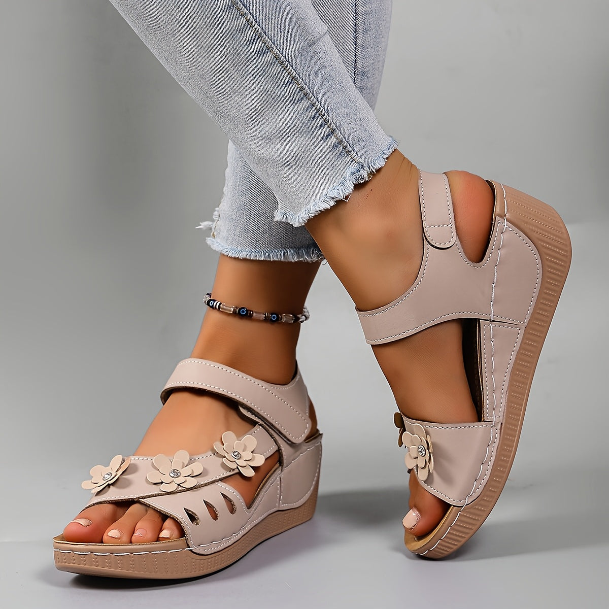 Soleva | Floral Wedge Sandals
