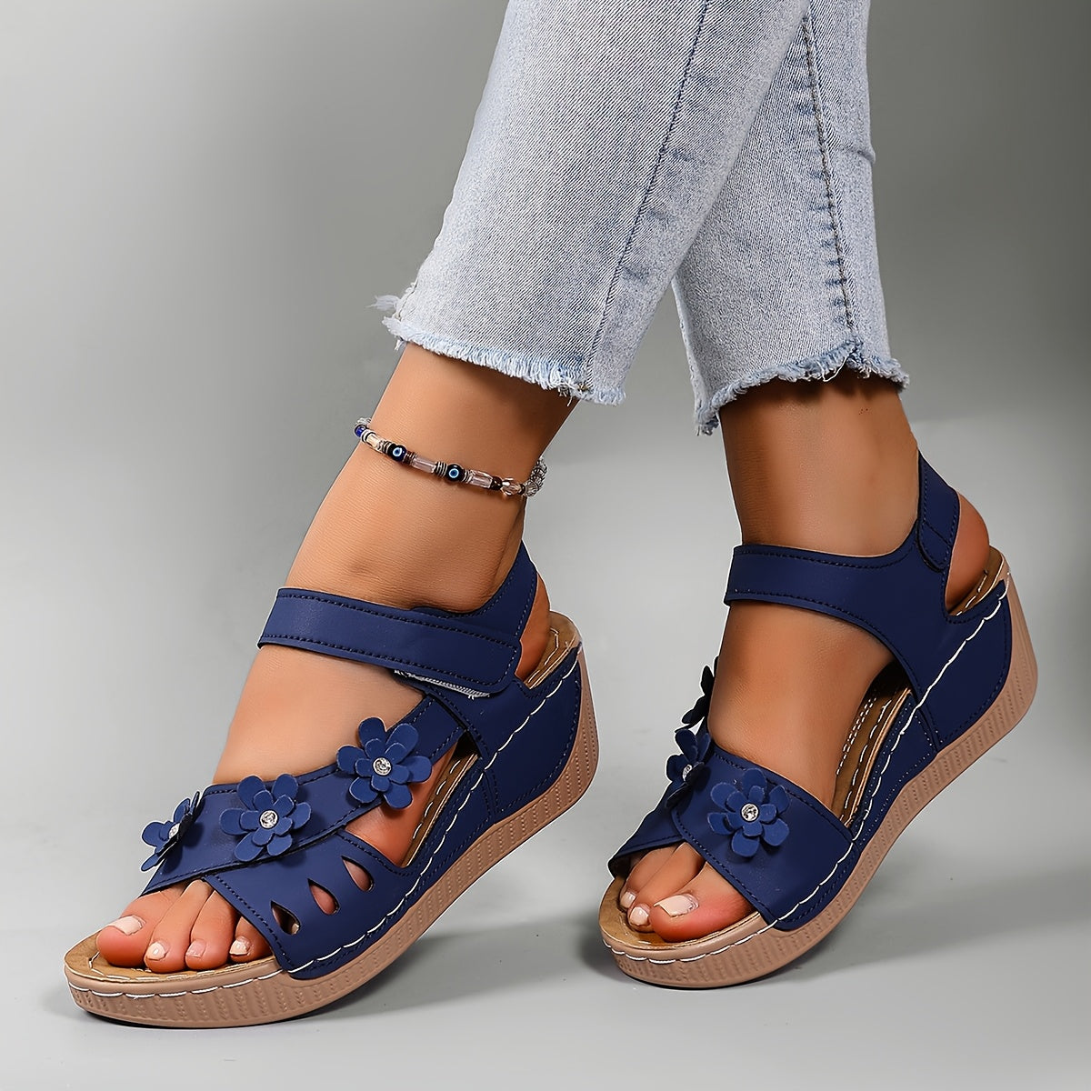Soleva | Floral Wedge Sandals
