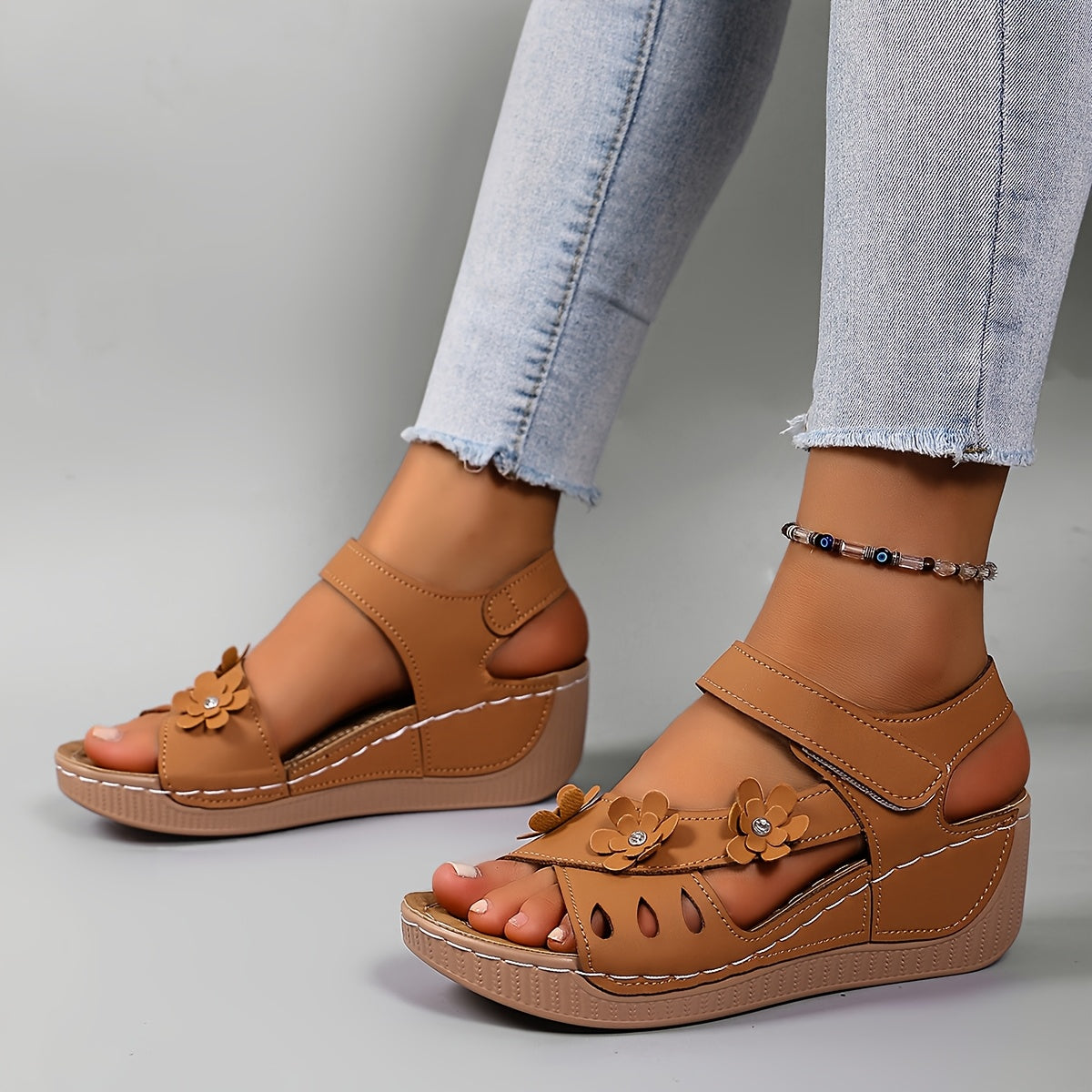 Soleva | Floral Wedge Sandals
