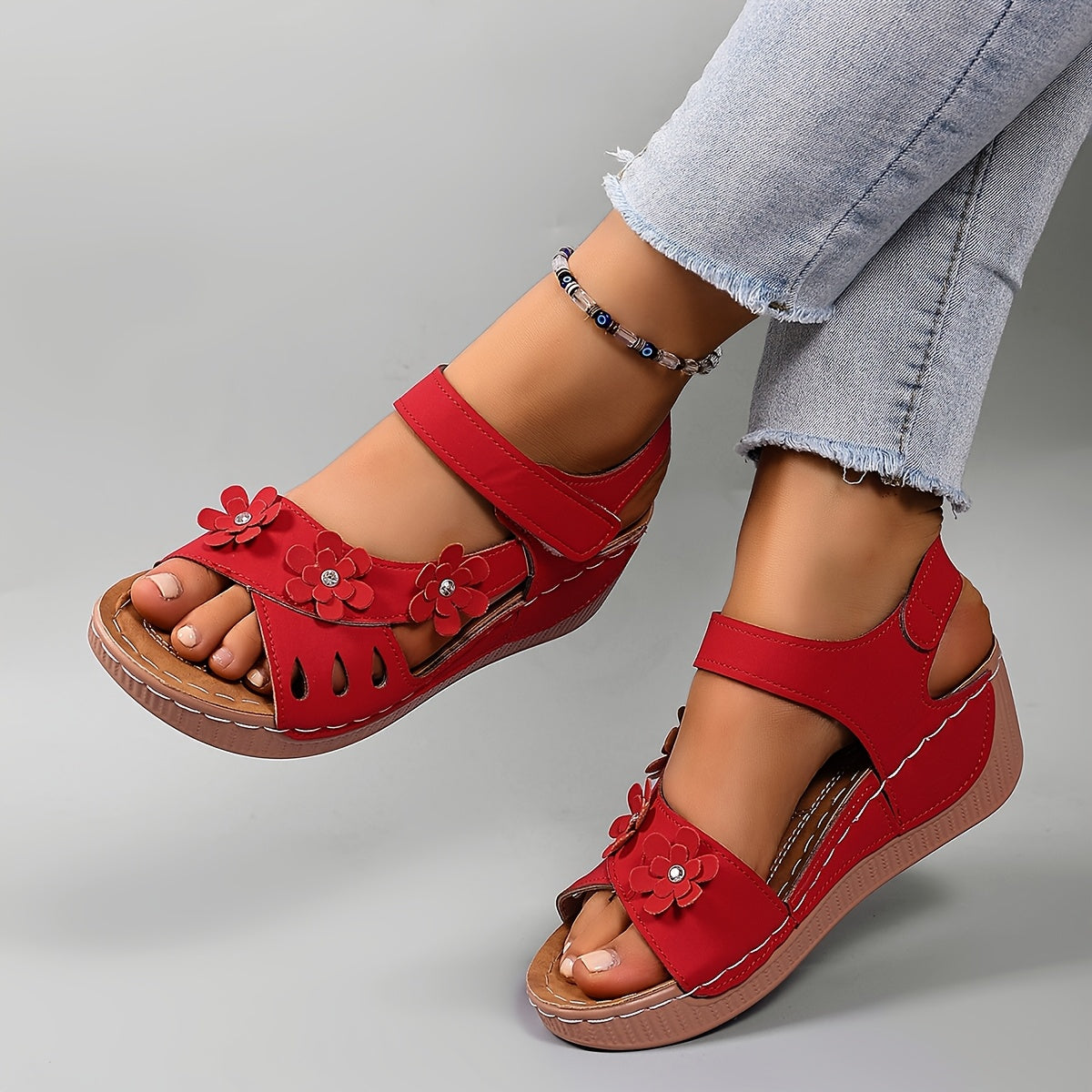 Soleva | Floral Wedge Sandals
