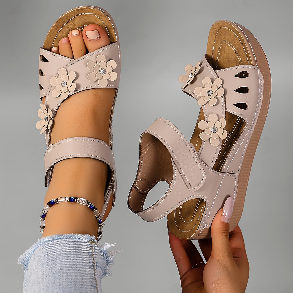 Soleva | Floral Wedge Sandals