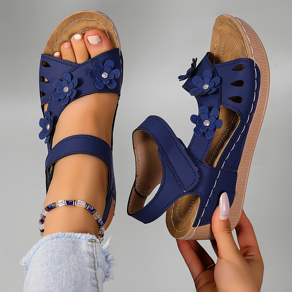 Soleva | Floral Wedge Sandals