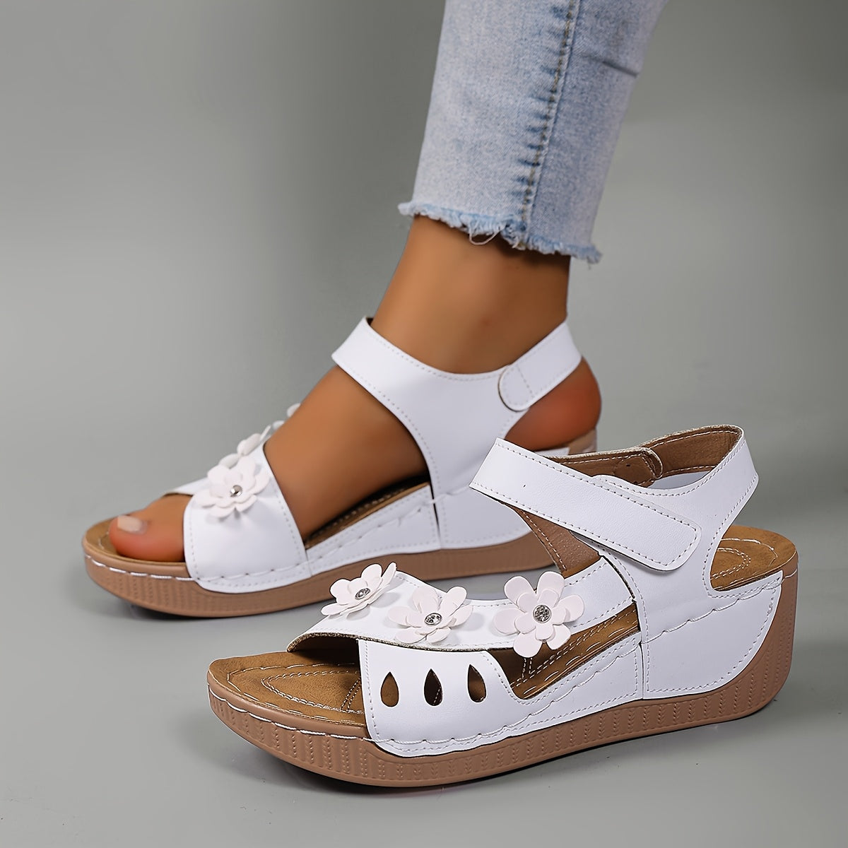 Soleva | Floral Wedge Sandals