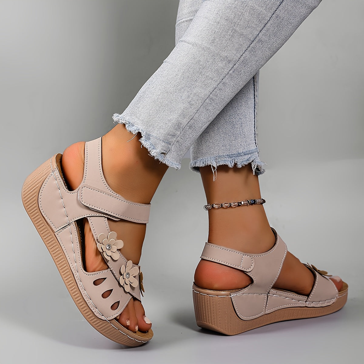Soleva | Floral Wedge Sandals
