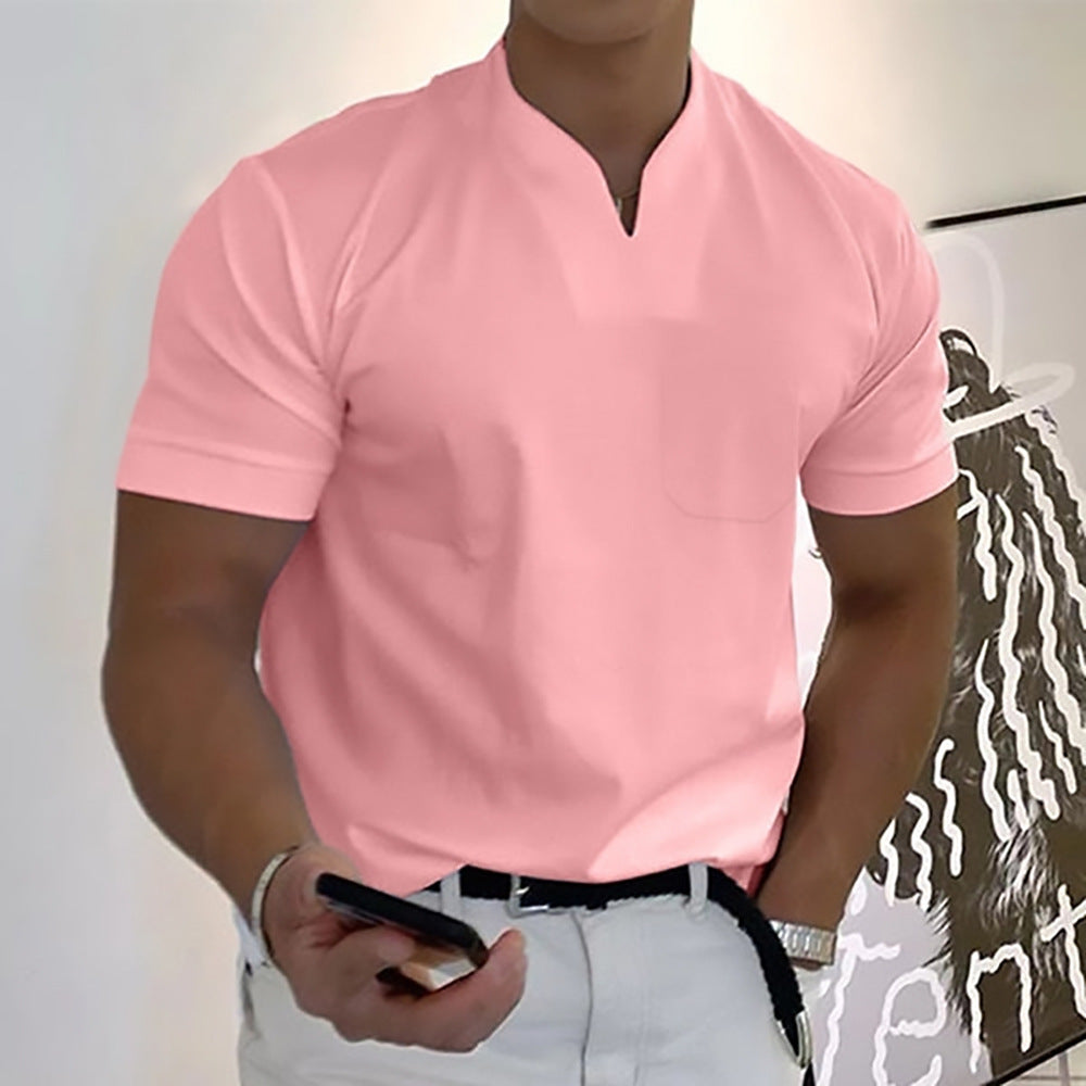 Jed | Men's Band Collar Pocket T-Shirt